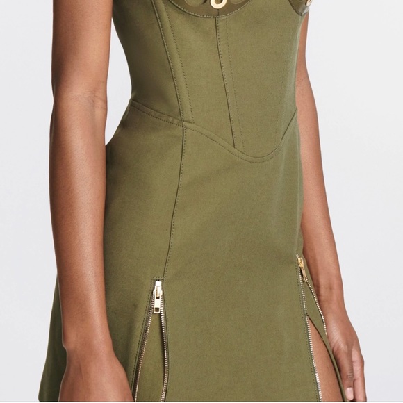 Dion Lee Fan Lace Zip Mini Dress, US Size 0 in Olive, New with Tags - Picture 3 of 7